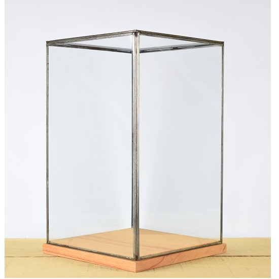 hand-made-glass-and-black-metal-frame-display-showcase-box-with-wooden-base-42-cm