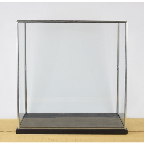 hand-made-large-glass-and-silver-metal-frame-display-showcase-box-with-black-wooden-base-42-cm