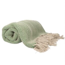 100-cotton-blanket-throw-green-cream-by-gisela-graham